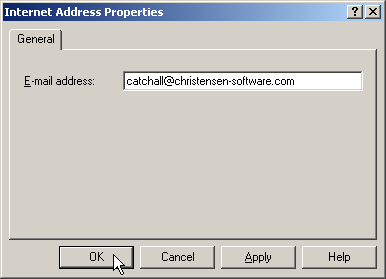 Screenshot: Entering the new catchall@domainname address