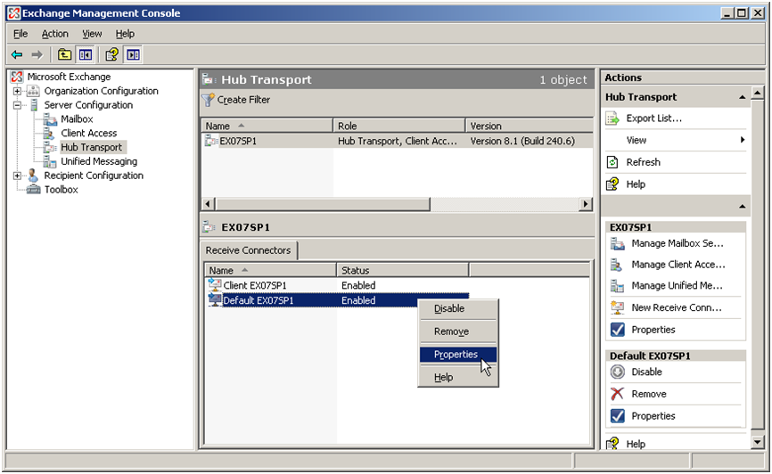 Клиент 1 4 7. Exchange 2007. Exchange Management Console как запустить. Exchange Server message Size limits. Получающие соединители Exchange 2007 настройка.